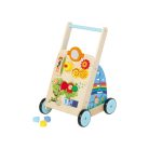 lupilu Fa járássegítő babafoglalkoztatóval - tanító oktató játék, tolikocsi fogaskerekekkel, forgatható formákkal, állat motívumokkal, tükörrel, labirintussal, dudával