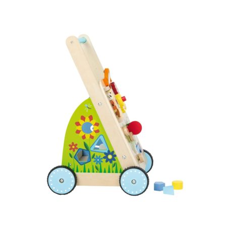lupilu Fa járássegítő babafoglalkoztatóval - tanító oktató játék, tolikocsi fogaskerekekkel, forgatható formákkal, állat motívumokkal, tükörrel, labirintussal, dudával