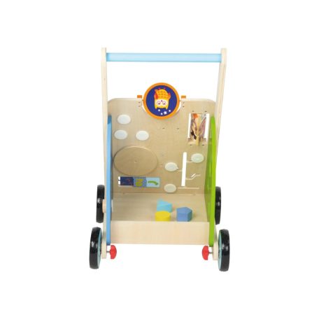 lupilu Fa járássegítő babafoglalkoztatóval - tanító oktató játék, tolikocsi fogaskerekekkel, forgatható formákkal, állat motívumokkal, tükörrel, labirintussal, dudával
