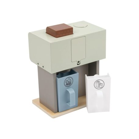 lupilu / PlayTive Premium Coffee Maker elektromos (elemes, bekapcsolható) játék fa kávéfőző fény, hang és gőz funkcióval, csészékkel, kanalakkal, érintőgombokkal