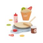lupilu / PlayTive Toy Crepe Maker, 13 részes játék fa elektromos lapacsintasütő készlet gyerekeknek sziruppal, nugátkrémmel, 2 filc palacsintával, gyümölcsökkel, tasakkal és simítóval