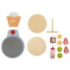   lupilu / PlayTive Toy Crepe Maker, 13 részes játék fa elektromos lapacsintasütő készlet gyerekeknek sziruppal, nugátkrémmel, 2 filc palacsintával, gyümölcsökkel, tasakkal és simítóval