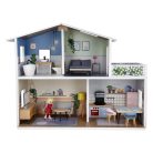 lupilu / PlayTive Mini fa babaház, 53 x 40 x 20 cm kétszintes, modern babaház fából, 26 db kiegészítővel és 1 db babával