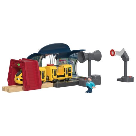 lupilu / PlayTive 10 részes interaktív vasútállomás, Banhof Set, új gernerációs kiegészítő fa vonat szettekhez, színes LED vezérlés és hangrőgzítő funkciós hangszóróval