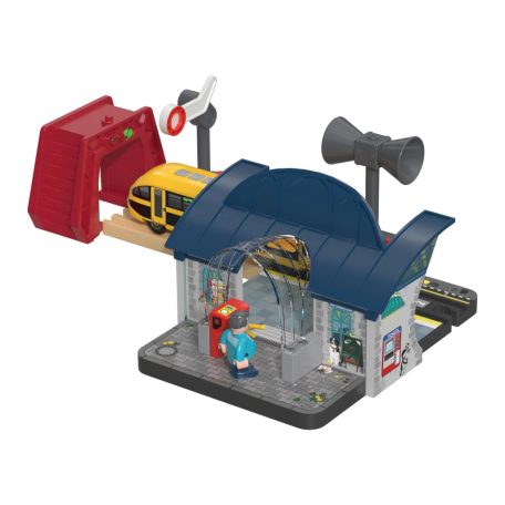 lupilu / PlayTive 10 részes interaktív vasútállomás, Banhof Set, új gernerációs kiegészítő fa vonat szettekhez, színes LED vezérlés és hangrőgzítő funkciós hangszóróval