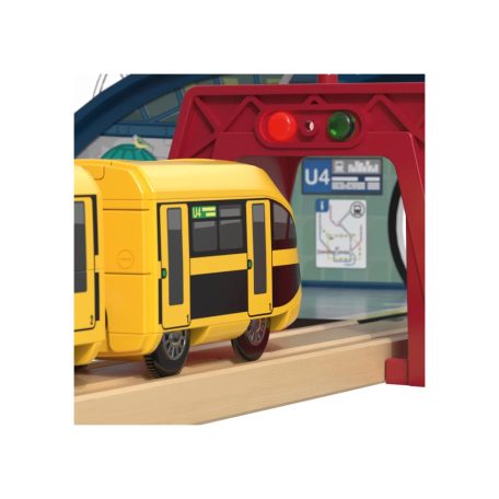 lupilu / PlayTive 10 részes interaktív vasútállomás, Banhof Set, új gernerációs kiegészítő fa vonat szettekhez, színes LED vezérlés és hangrőgzítő funkciós hangszóróval