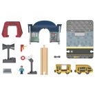 lupilu / PlayTive 10 részes interaktív vasútállomás, Banhof Set, új gernerációs kiegészítő fa vonat szettekhez, színes LED vezérlés és hangrőgzítő funkciós hangszóróval