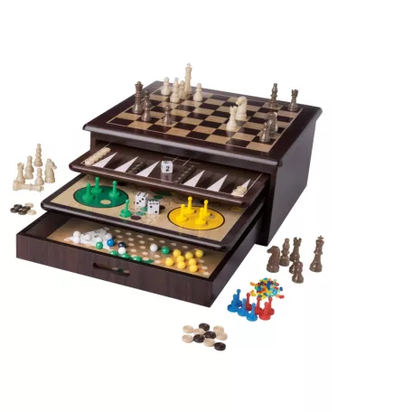 lupilu / PlayTive 10 az 1-ben klasszikus fa játék készlet, táblajáték gyűjtemény (Sakk, Triktrak , Dáma, Mancala, Tic-Tac-Toe, Csillaghalma, Kígyók és létrák, Ludó / Pachisi, Pasziánsz, Kockaroham)