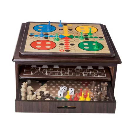 lupilu / PlayTive 10 az 1-ben klasszikus fa játék készlet, táblajáték gyűjtemény (Sakk, Triktrak , Dáma, Mancala, Tic-Tac-Toe, Csillaghalma, Kígyók és létrák, Ludó / Pachisi, Pasziánsz, Kockaroham)