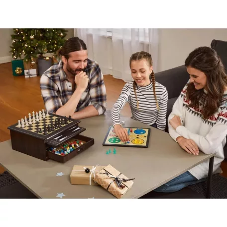 lupilu / PlayTive 10 az 1-ben klasszikus fa játék készlet, táblajáték gyűjtemény (Sakk, Triktrak , Dáma, Mancala, Tic-Tac-Toe, Csillaghalma, Kígyók és létrák, Ludó / Pachisi, Pasziánsz, Kockaroham)