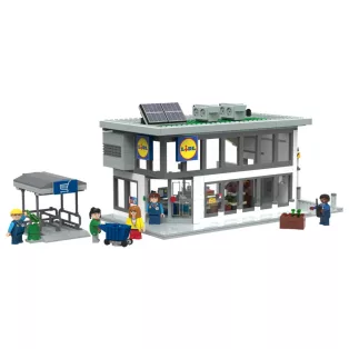  lupilu / PlayTive Clippys LIDL Store - LIDL áruház 929 részes építőkocka készlet 5 figurával, pénztárral, pékséggel, személyzeti helyiséggel és áruátvételi ponttal